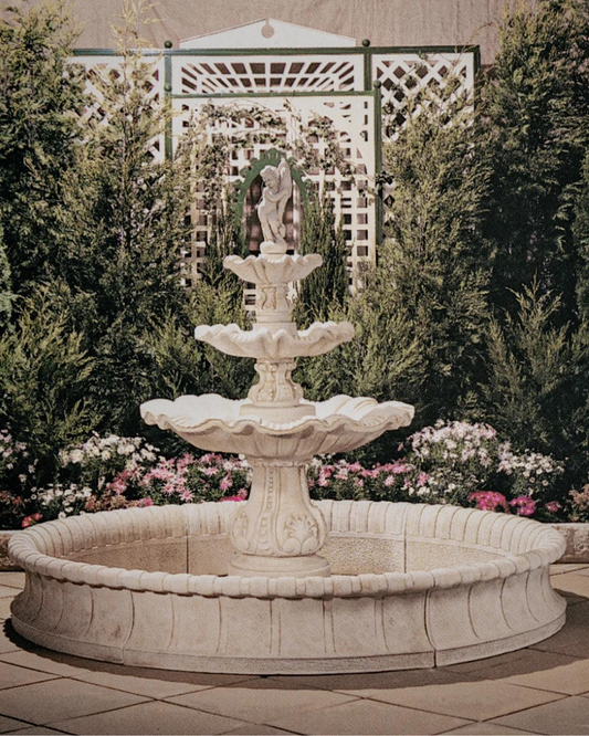 Marino - 3 tier Concrete Limestone Garden Water Feature with Sorgente Pond