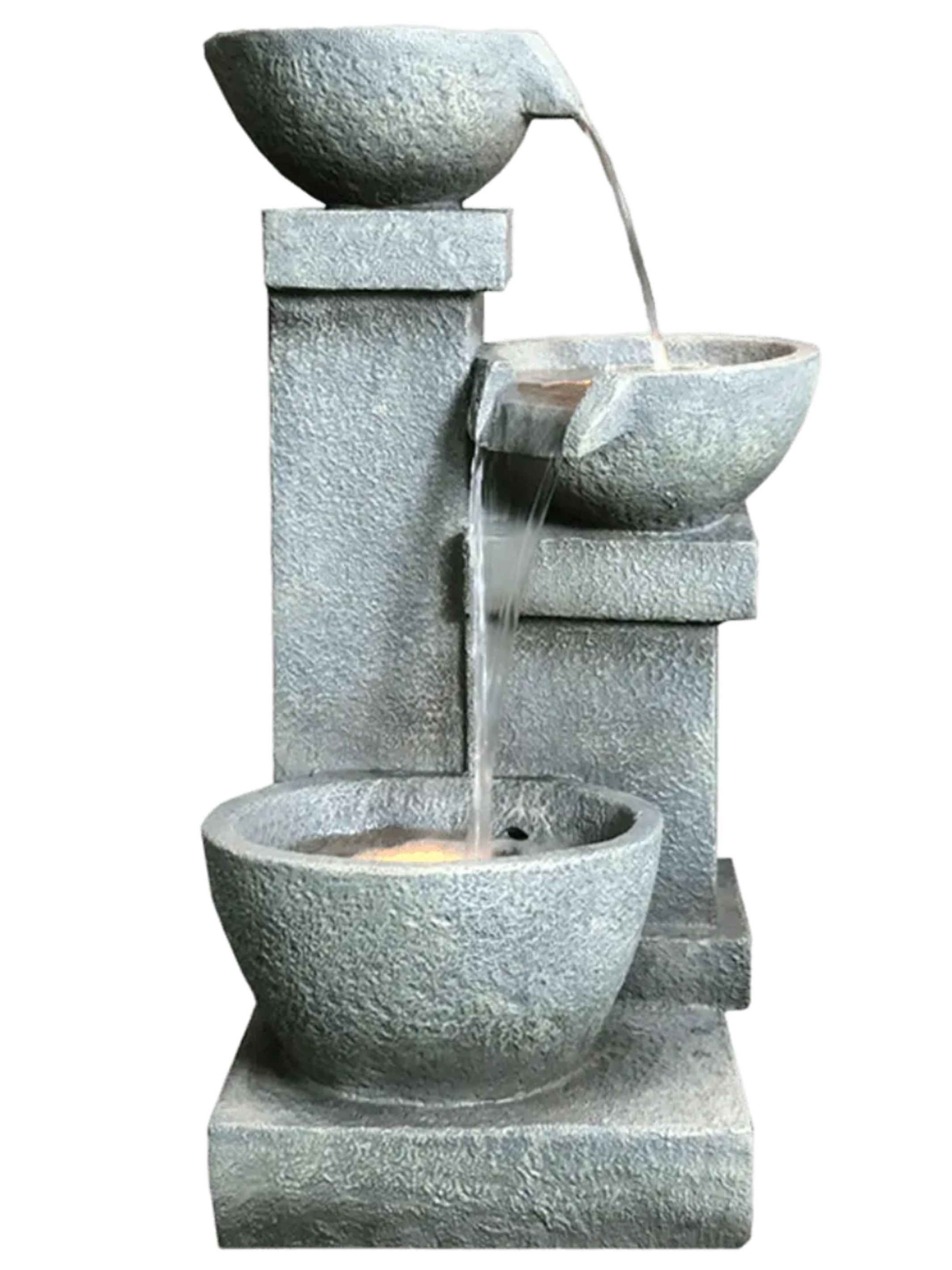 Mist- Cascading 3 Bowls LED Light Tiered Water Feature