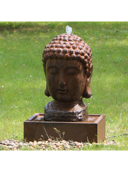 Serenade - Buddha Head LED Light Water Feature with Pond Base