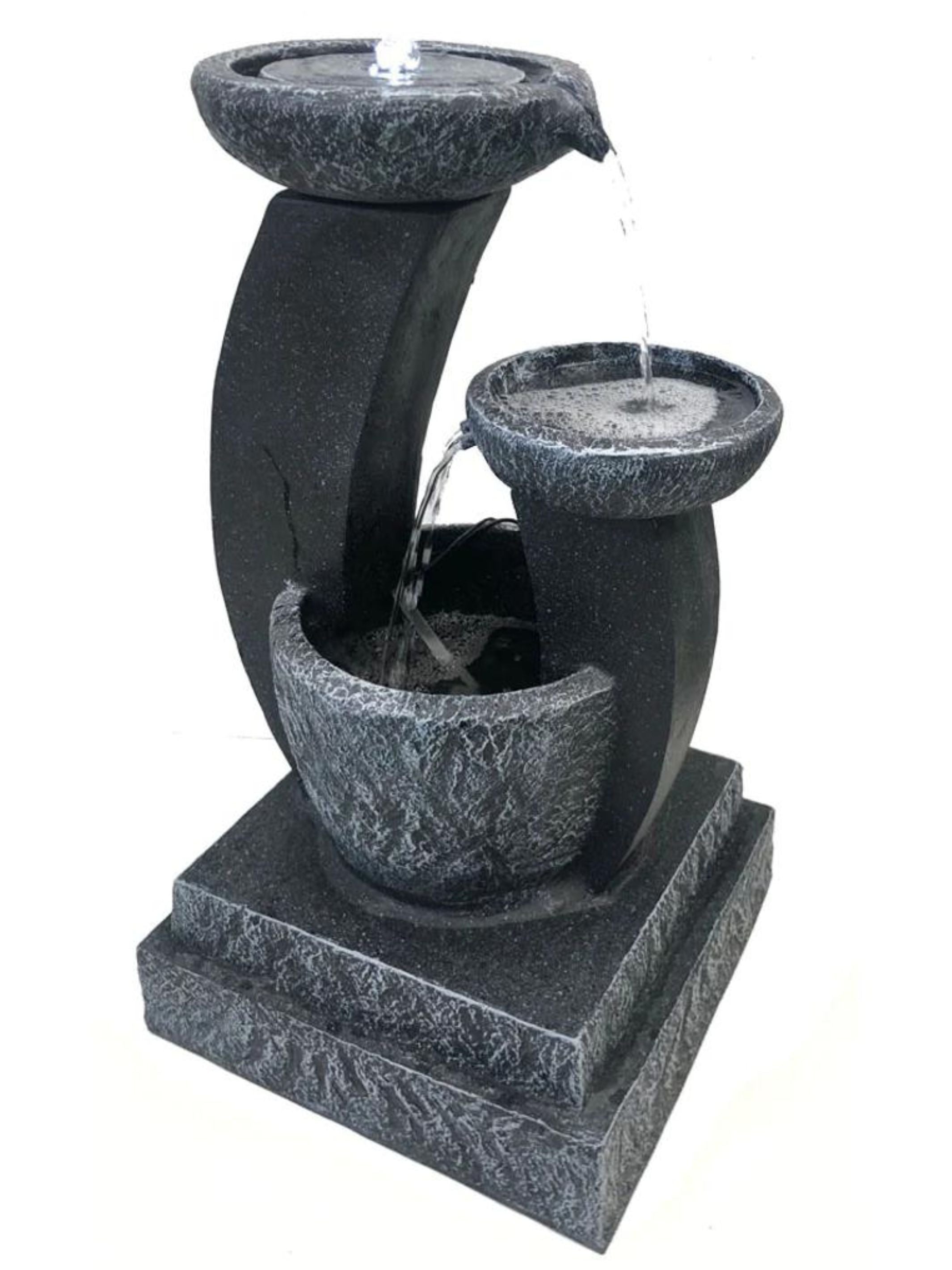 Solar 3 Bowls Cascading LED Light Water Feature