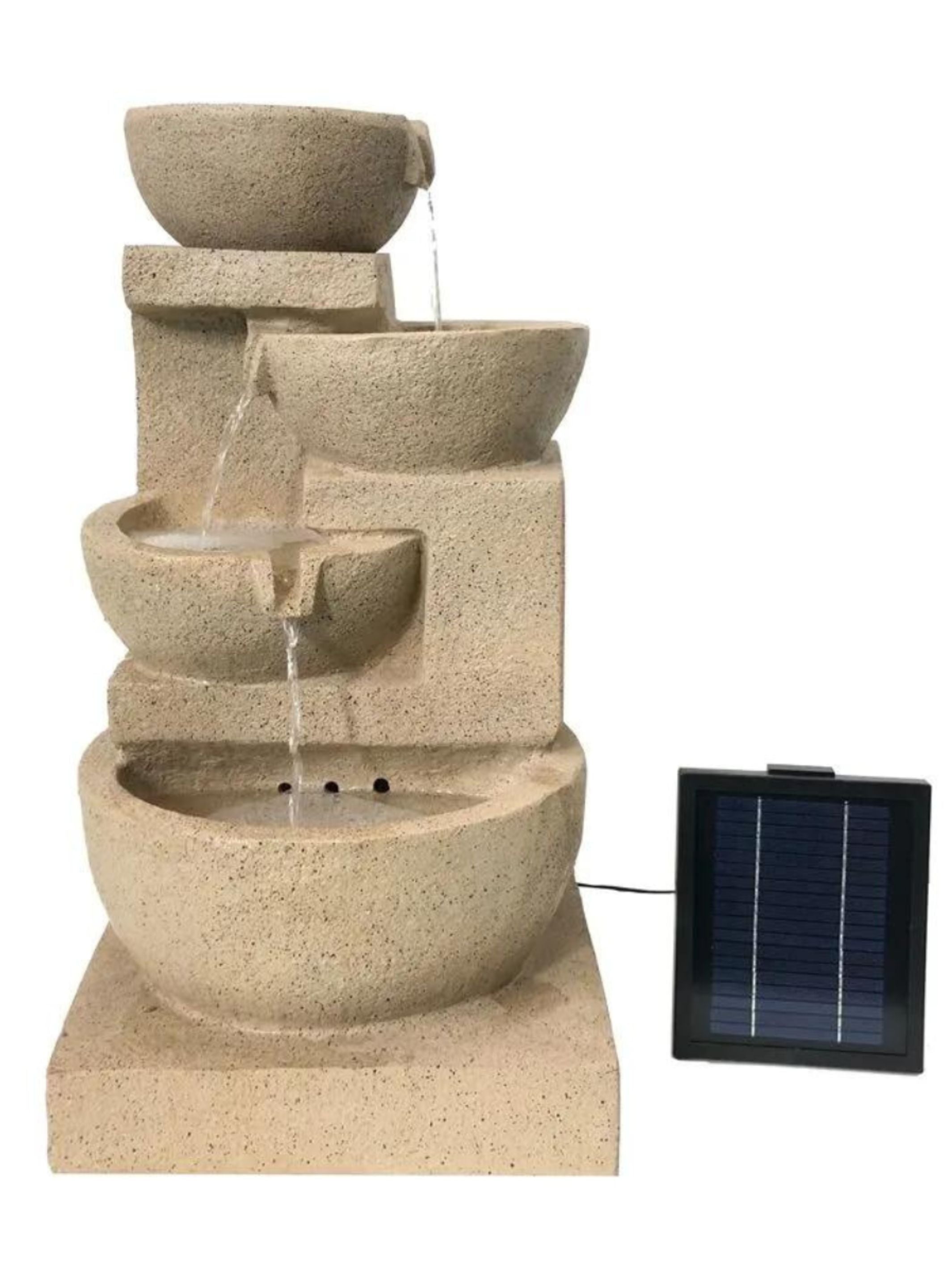 Solar 4 Bowls Cascading LED Light Water Feature