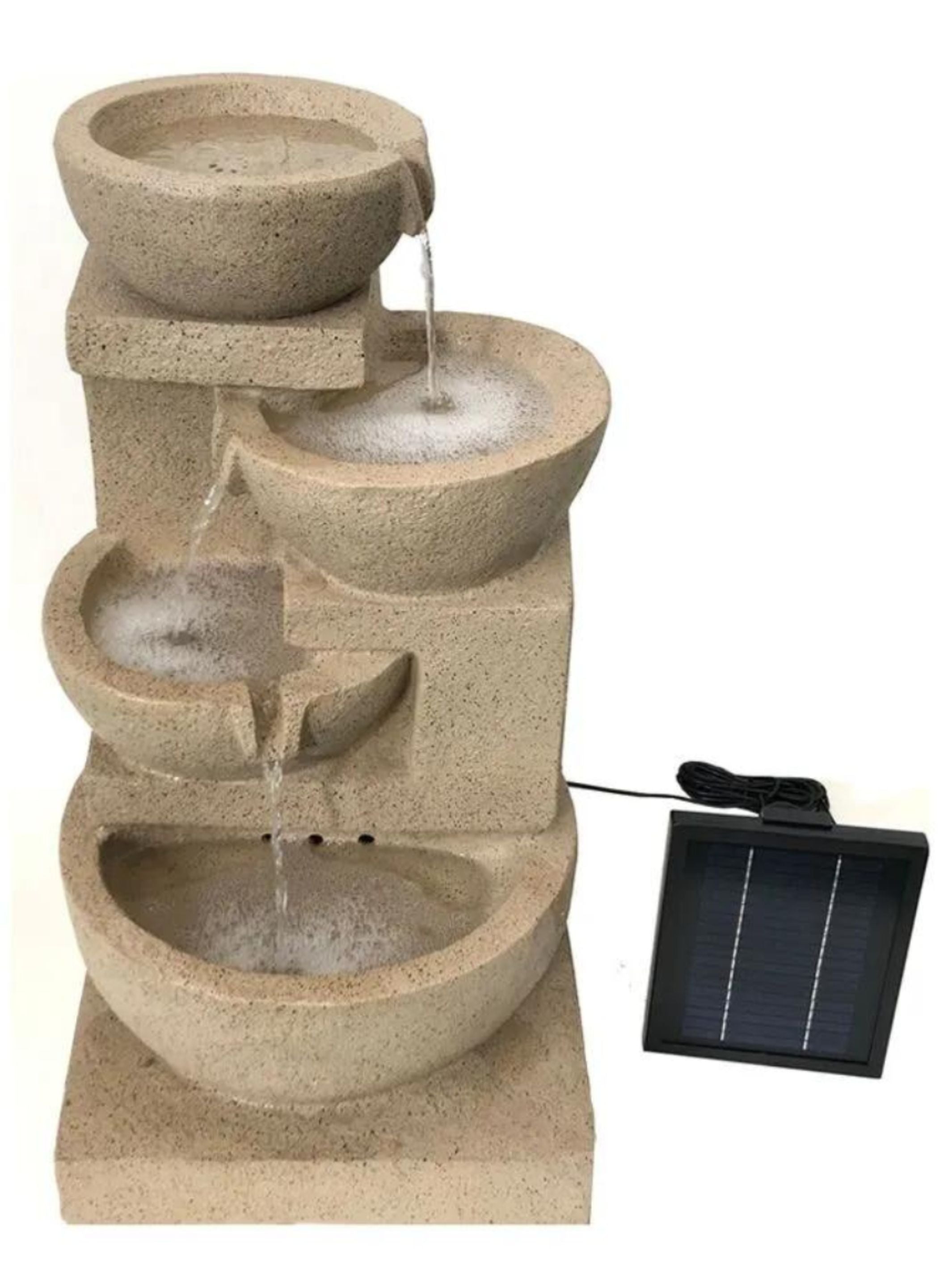 Solar 4 Bowls Cascading LED Light Water Feature