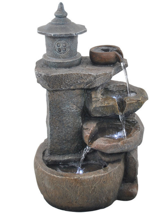 Solis - Pagoda Bowls Tiered Lighting Water Feature 50cm