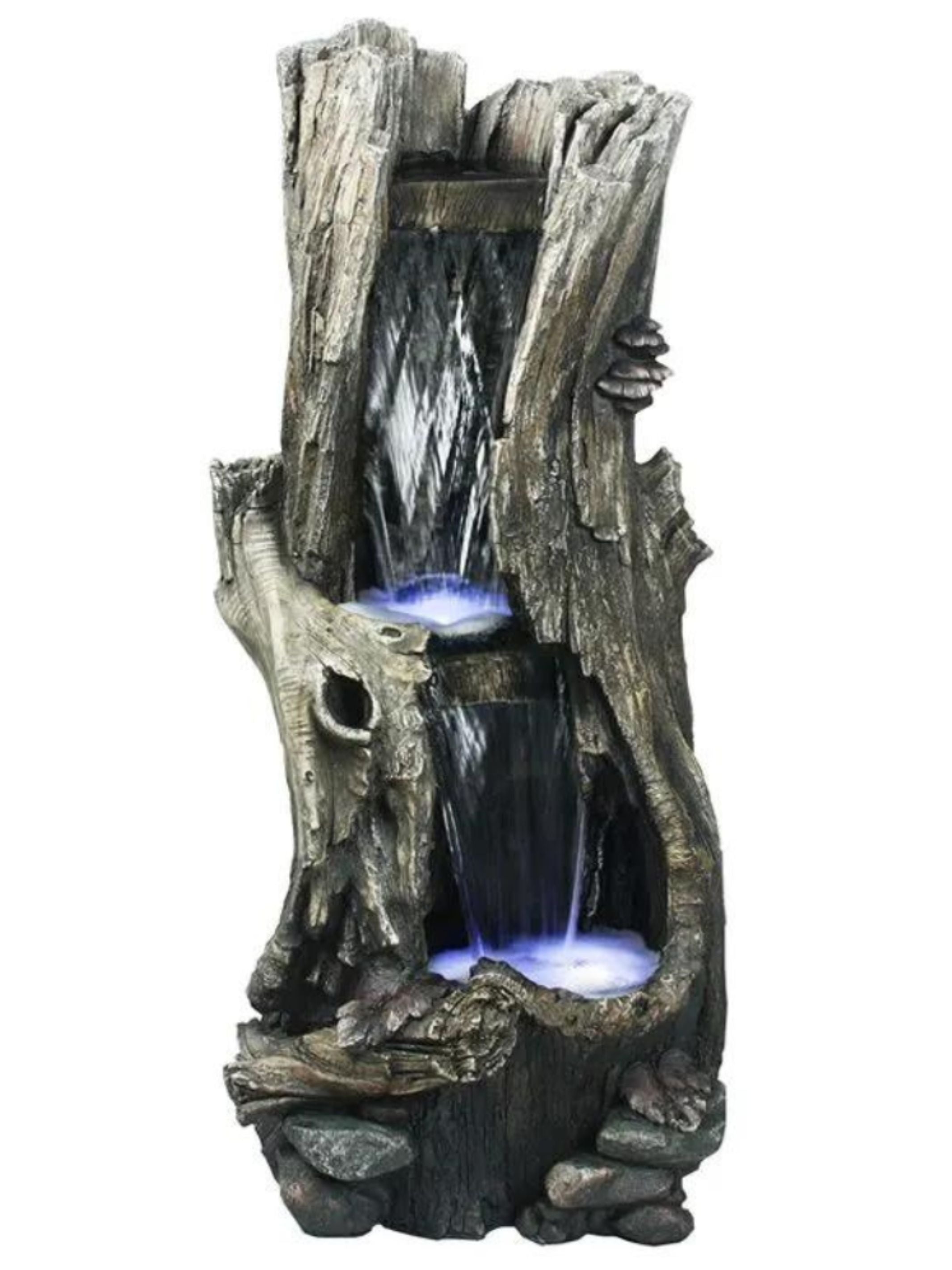 Tree Trunk Log LED Light Cascading Waterfall Water Feature