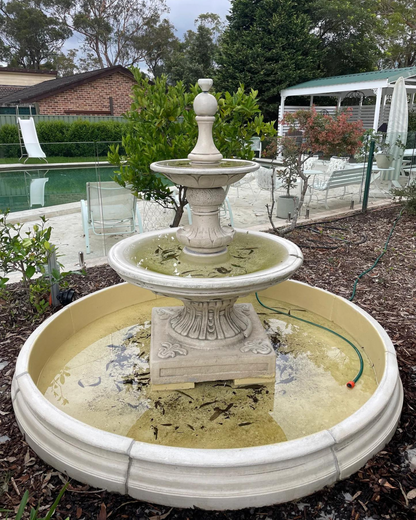 Venezia - 2 Tier Concrete Limestone Garden Water Feature with Acquella Pond