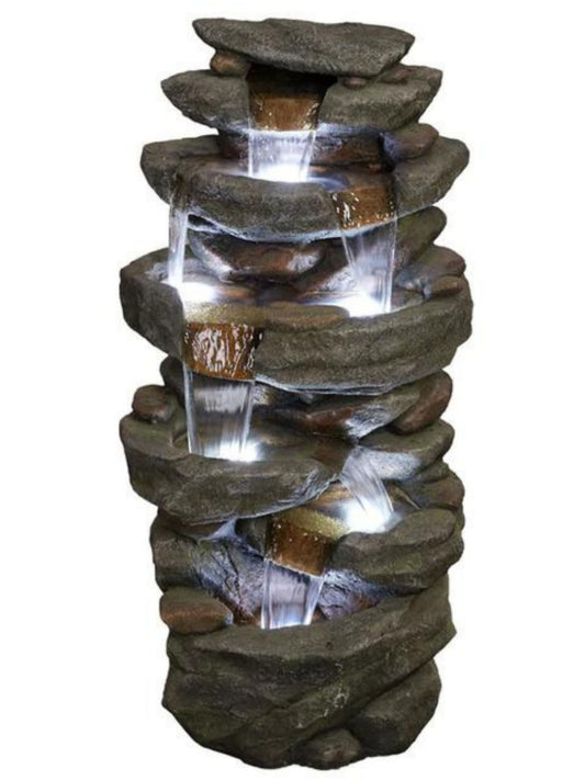 Viva - Cascading Rock Waterfall LED Light Water Feature