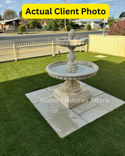 Eterno - Concrete Limestone Water Feature 150cm - Actual Customer Photo