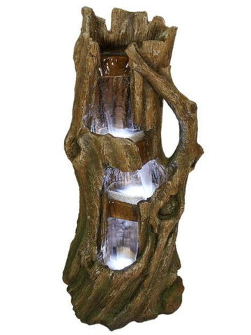 Wooden Logs Cascading Waterfall LED Light Water Feature