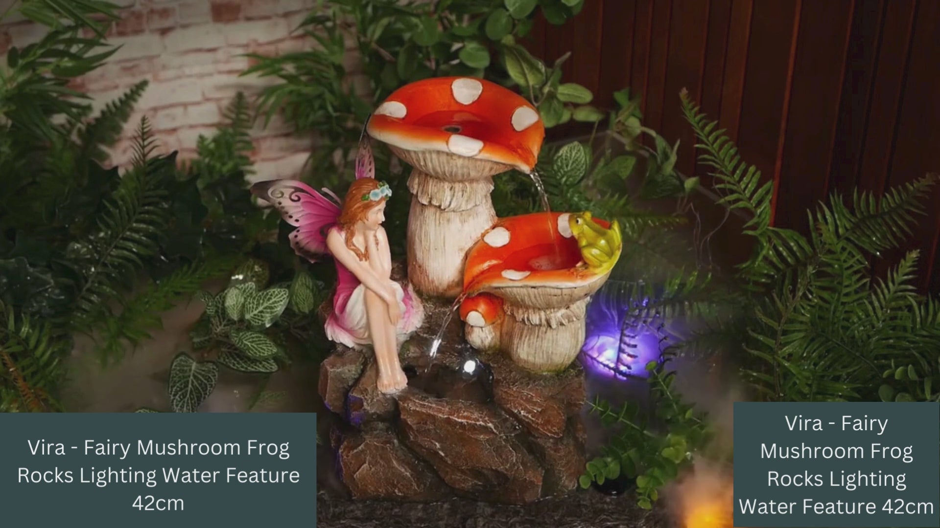 Vira - Fairy Mushroom Frog Rocks Lighting Water Feature 42cm