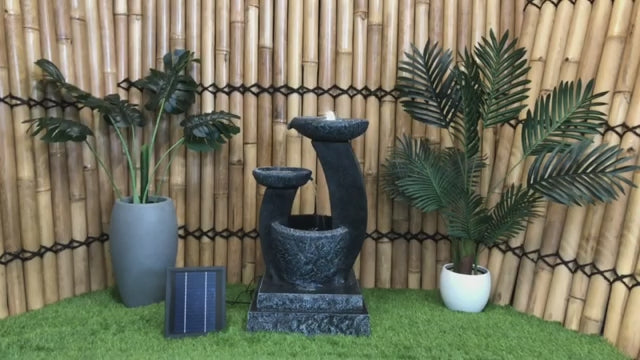 Solar 3 Bowls Cascading Waterfalls Lighting Water Feature