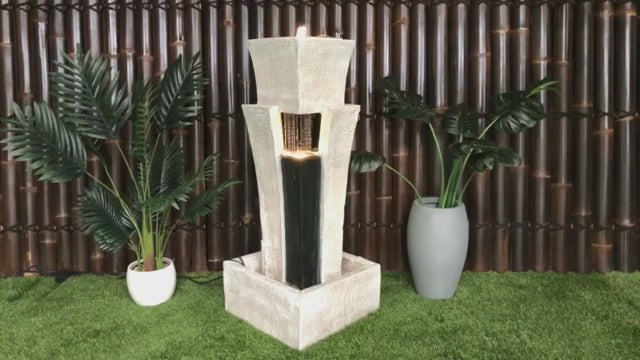 Solace - Modern LED Waterfall Wall Water Feature Fountain