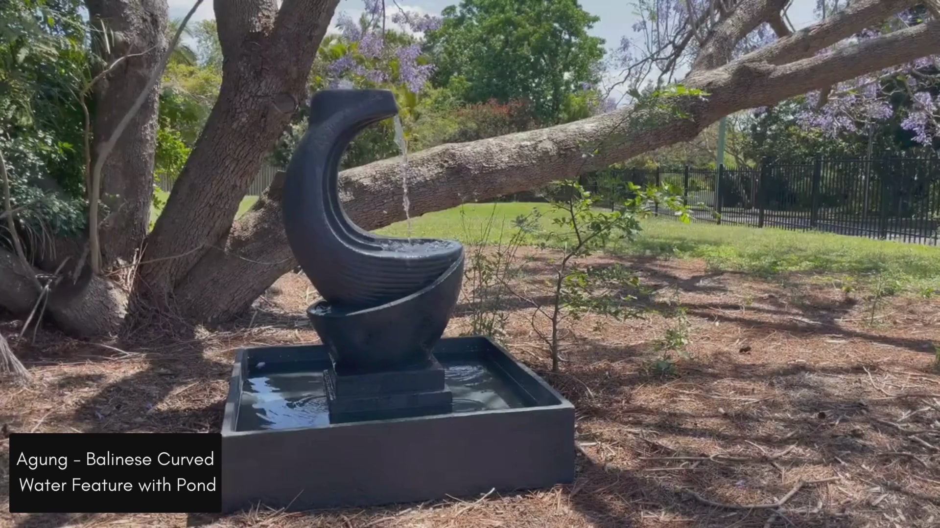 Agung - Balinese Curved Water Feature with Pond