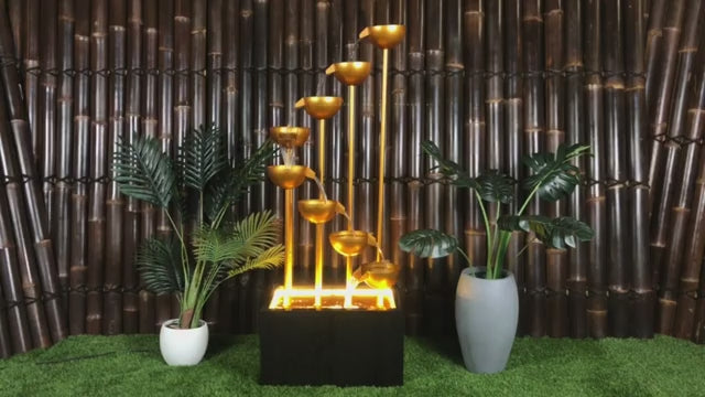 AweFlow - Cascading Copper Bowls Waterfall Water Feature