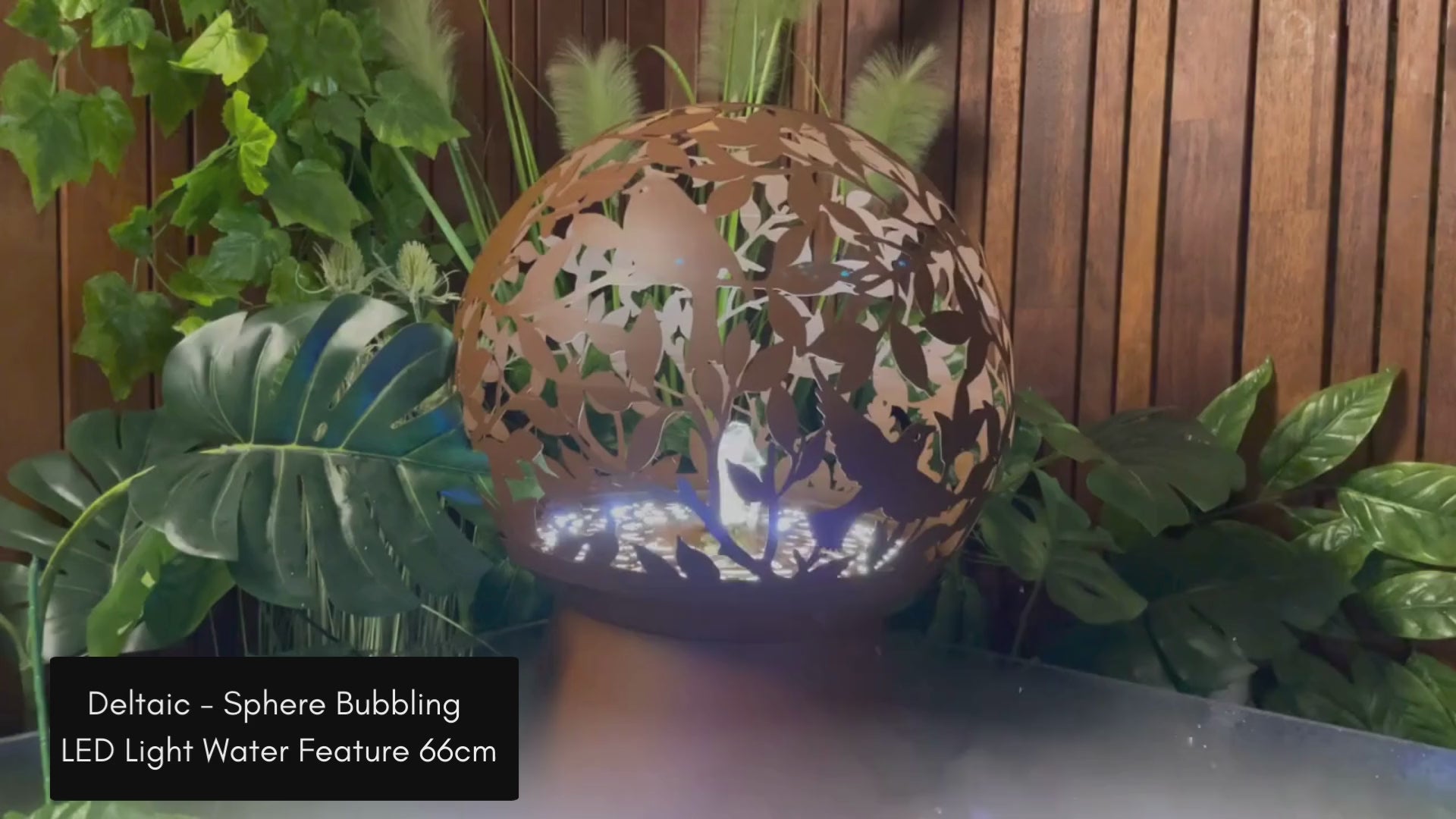 Deltaic - Sphere Bubbling LED Light Water Feature 66cm