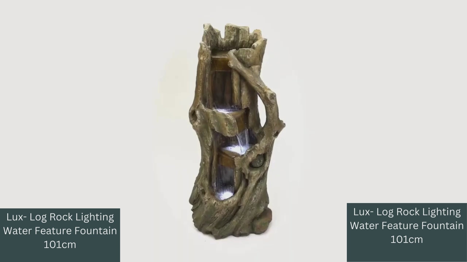 Lux- Log Rock Lighting Water Feature Fountain 101cm