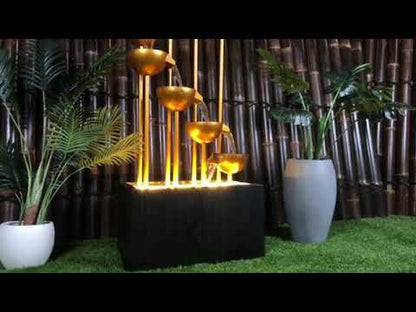 AweFlow - Cascading Copper Bowls LED Light Water Feature