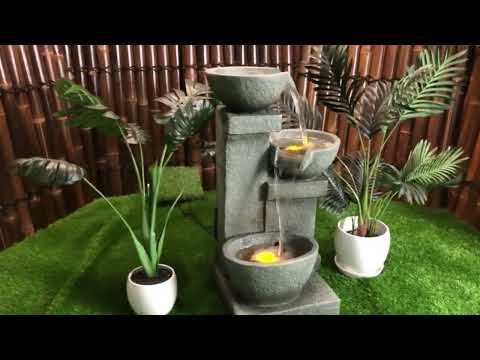 Mist- Cascading 3 Bowls LED Light Tiered Water Feature