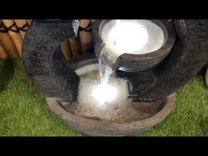 Glida - Cascading 3 Bowls LED Light Water Feature