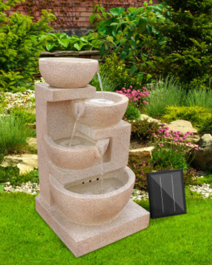 "Ripples"- Cascading 4 Tier LED Solar Water Fountain