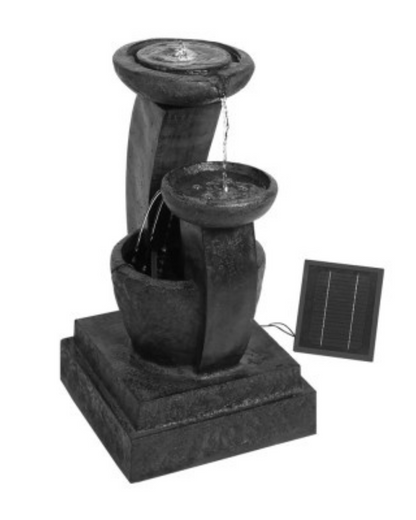 "Shores"- Cascading 3 Tier LED Solar Water Fountain