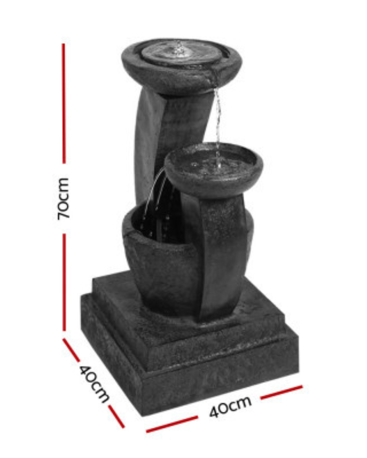 "Shores"- Cascading 3 Tier LED Solar Water Fountain