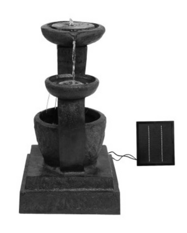 "Shores"- Cascading 3 Tier LED Solar Water Fountain