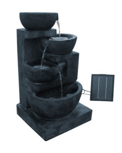 "Swirl"- 4 Tier Cascading LED Solar Water Fountain