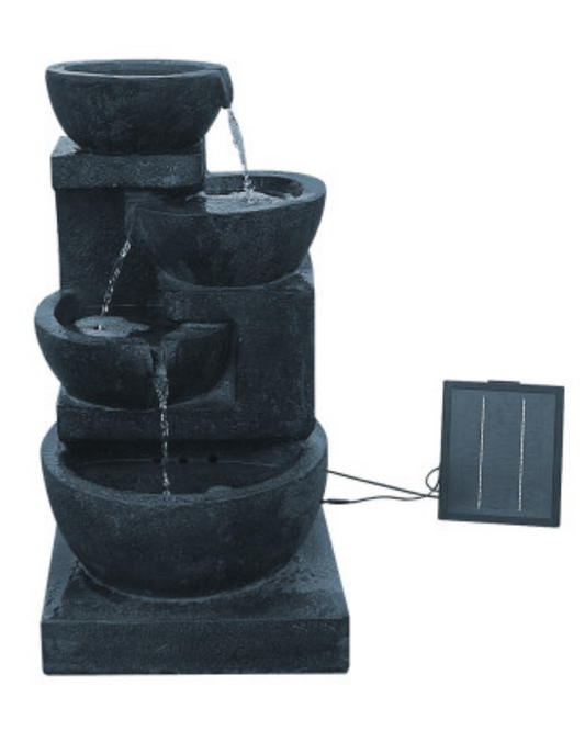 "Swirl"- 4 Tier Cascading LED Solar Water Fountain