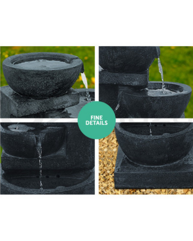 "Swirl"- 4 Tier Cascading LED Solar Water Fountain