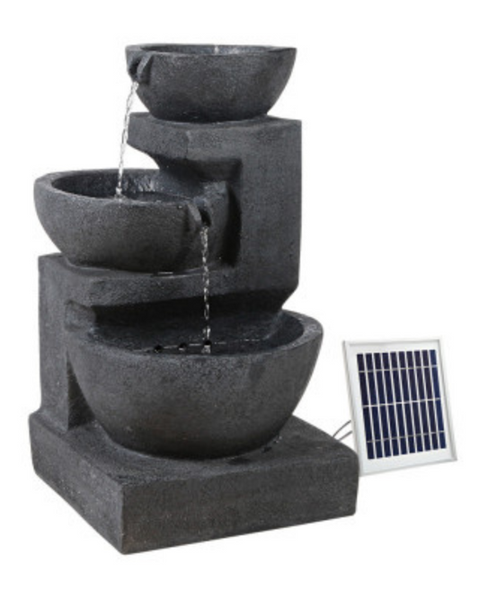 "Riverbed"- Cascading 3 Tier LED Solar Water Feature