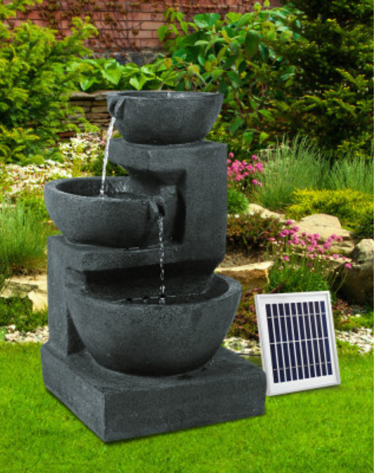 "Riverbed"- Cascading 3 Tier LED Solar Water Feature